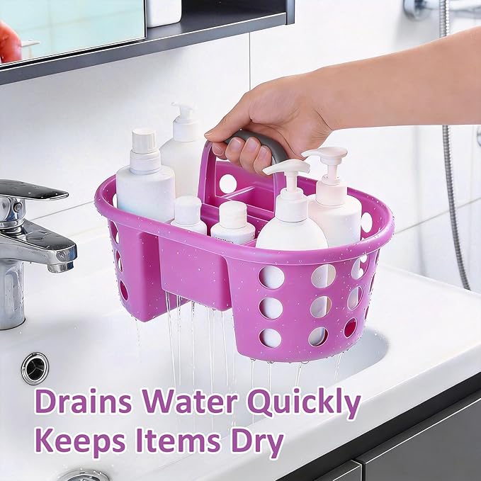 Large Shower Caddy Portable 2PC - Made in USA Plastic Jumbo Size Dorm Storage Candy Tote with Handle Shower Organizer for Bathroom, Pantry, Kitchen, College Dorm, Purple