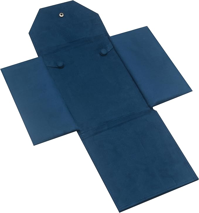 Velvet Necklace Jewelry Travel Folder Storage Display Case (Dark Blue)