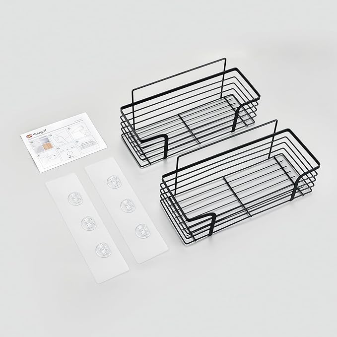 Ibergrif 2 Pack Black Bathroom Shelf Organiser, Shower Caddy M34036B - Rustproof, Waterproof, High Load-Bearing, Easy Installation