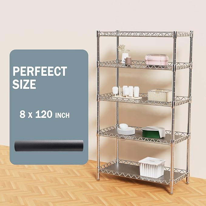 FLPMIX Shelf Liners for Wire Shelving: Waterproof Thick Pantry Shelves Liner - Easy to Cut Heavy Duty Metal Rack Mat Transparent Grey 8" x 120"