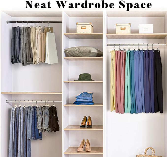 HOUSE DAY Legging and Yoga Pants Hangers with Clips 40 Pack, Closet Organizer Clips, Space Saving Hanging Clips for Hat, Bag, and Home Storage - Ivory
