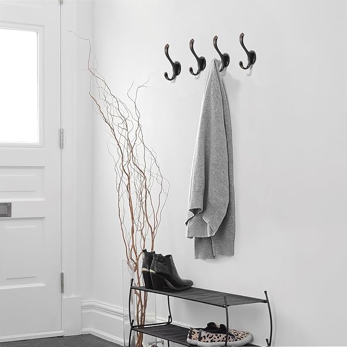 khtumeware Coat Hooks 10Pack Hardware Towel Hooks for Hanging Coats Oil Rubbed Bronze Robe Hooks Wall Mounted for Key Towel Bags Cup Hat