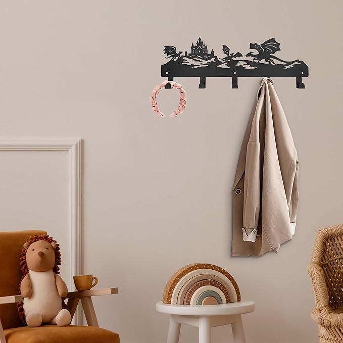 Dragon Coat Hooks,Enchanting Dragon Wall Art – Decorative Wall Hooks with Imaginative Design, Perfect for Home & Kitchen Storage, Modern Porta Llaves de Pared