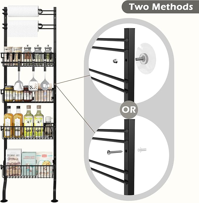 bukfen 6-Tier Slim Corner Shelf,Spice Rack Next to Fridge Slim,Narrow Storage Cabinet Organizer for Kitchen,Bathroom