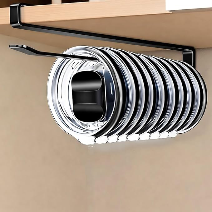 ARTLEO Shallow Tumbler Lid organizers for Cabinet, Space Saving Yeti Tumbler Lid Holder, Stanley Cup Lid organizers Under Cabinet, No Drill Cup Lid Hanger Must-Have 2025, 2 Pack Storage Hook