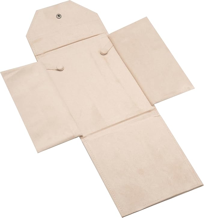 Velvet Necklace Jewelry Travel Folder Storage Display Case (Beige)