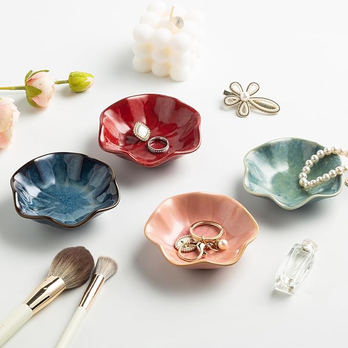 Ceramic Trinket Dish, Ring Tray, Decorative Jewelry Dish for Earrings Necklaces Watch Keys, for Women