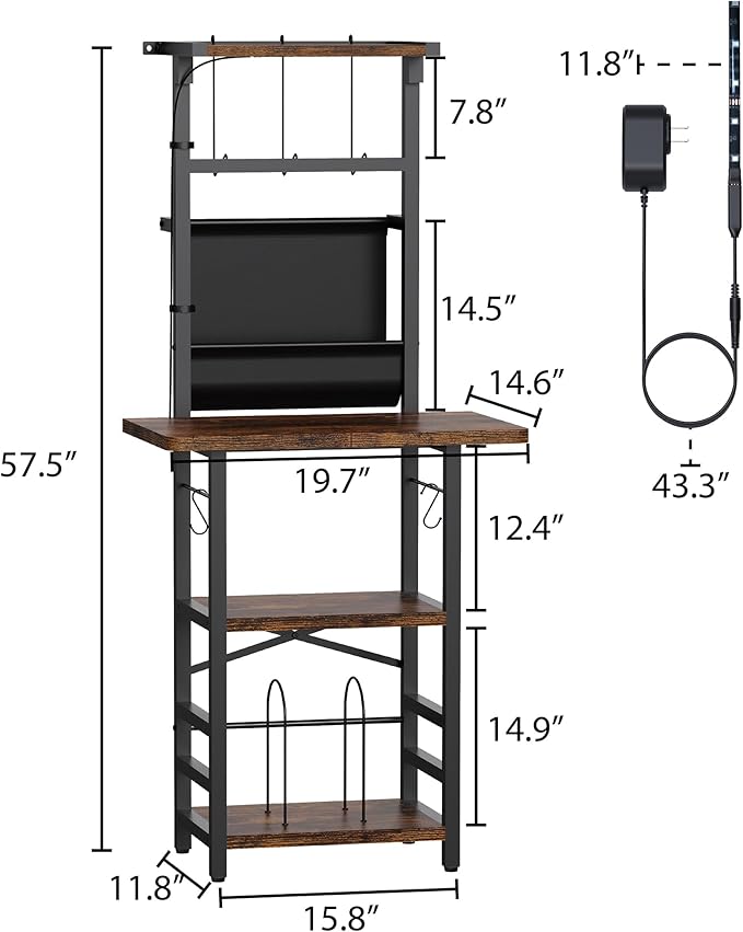 Record Player Stand with Led Light,Record Player Table with Vinyl Storage,Turntable Stand with Record Holder Vinyls Display Shelf for Music Room Studio,Brown