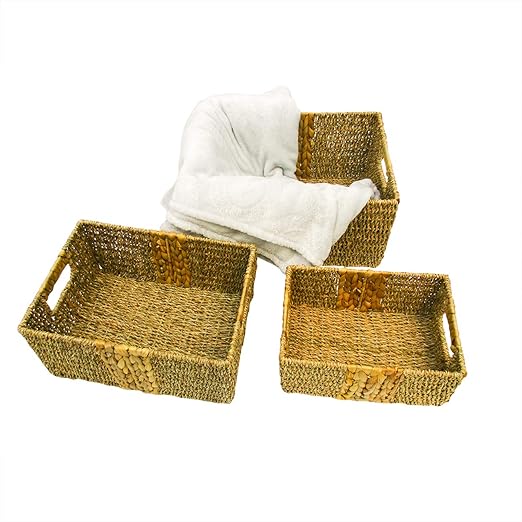 Rectangle Storage Organization Bathroom Basket Set by Trademark Innovations (Set of 3)