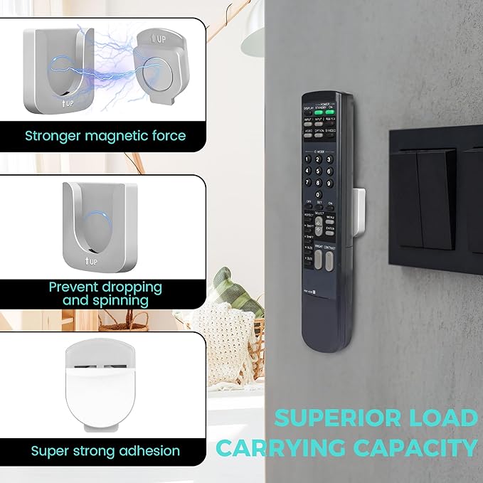 6-Piece Magnetic Remote Control Holder Wall Mount - Self Adhesive Suitable for Tv Backside as Well as Tv Fan and Air Conditioner Remote Controls