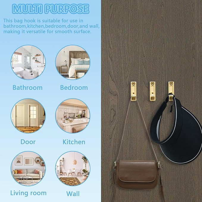 4PCS Magnetic Folding Wall Hooks, Heavy Duty 30LB Zinc Alloy Foldable Coat Hooks for Hanging Towels, Coats, Bags, Keys - Space Saving Gold Wall Mounted Hooks for Bathroom, Kitchen, Entryway, Closet