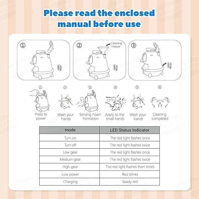 UNEEDE Capybara Hand Soap Dispenser, Automatic Touchless Foaming with Advanced Sensor, IP7 Waterproof, Portable & Wall Mount Rechargeable, 9.5oz/280ml, Cute Soft Silicone for Bathroom, Decor Gifts