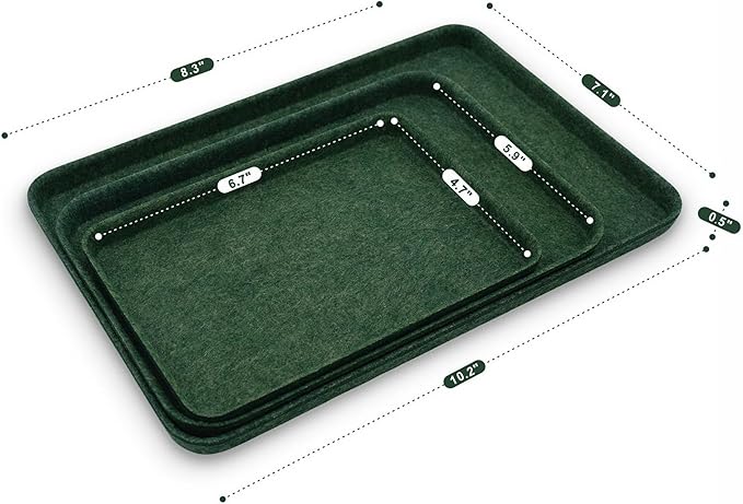 Welaxy Desk Drawer Felt Tray DND dice Games Holder EDC Cathall nightstand multitray Entryway Bedside Caddy Counter Organize for Keys Jewelry Watches 3-Piece (Forest Green)