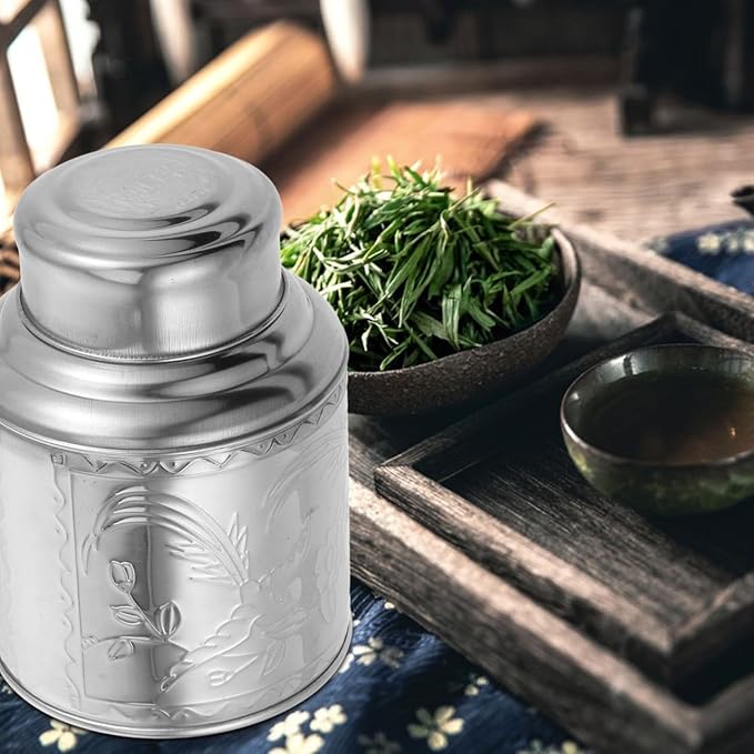 Luxshiny Portable Airtight Stainless Steel Tea Canister with Sealing Lid for Loose Leaf Tea Storage and Kitchen Organization 5.51X4.13X2.55 Inches