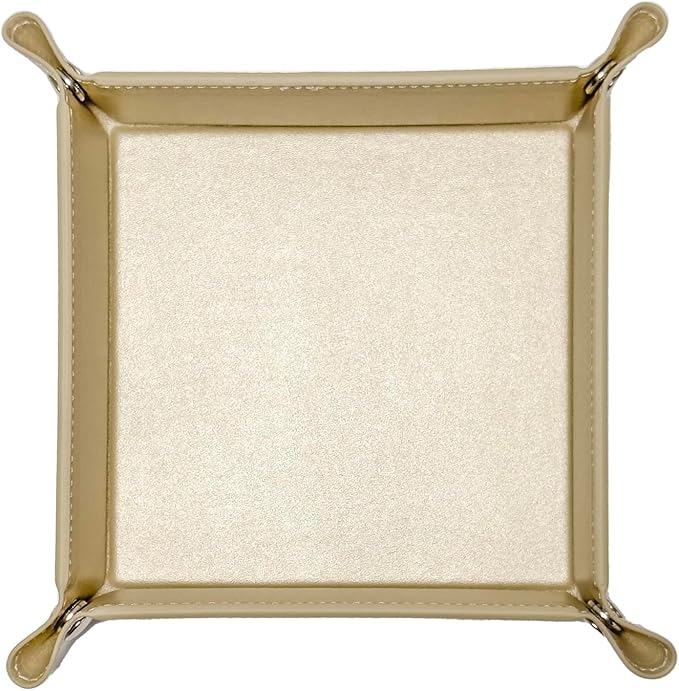 UnionBasic Small Valet Tray, Jewelry Tray for Rings Watches Earrings, Entryway Catchall Caddy for Coins Keys Change, Nightstand Bedside Valet Holder, Trays for Electronic Gadgets, Pale Gold
