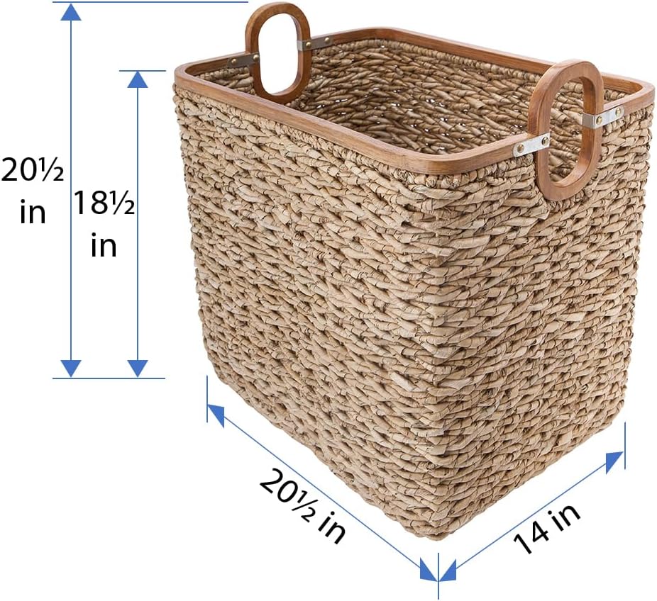 KOUBOO Sea Grass Anson Storage Basket, Versatile Basket, Laundry Room Organizer, Cube Storage, Bathroom Shelves, Dog Toy Basket, Hamper Basket, Brown