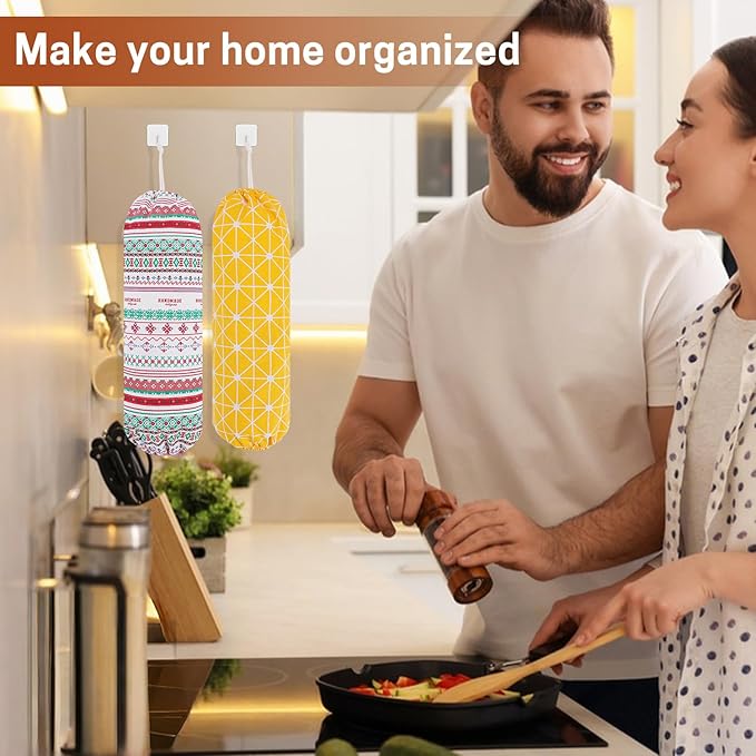 SWISSELITE 2Pcs Plastic Bag Holder, Reusable Plastic Bag Organizer Wall Mount, Large Grocery Bag Storage Dispenser, 22x9 IN