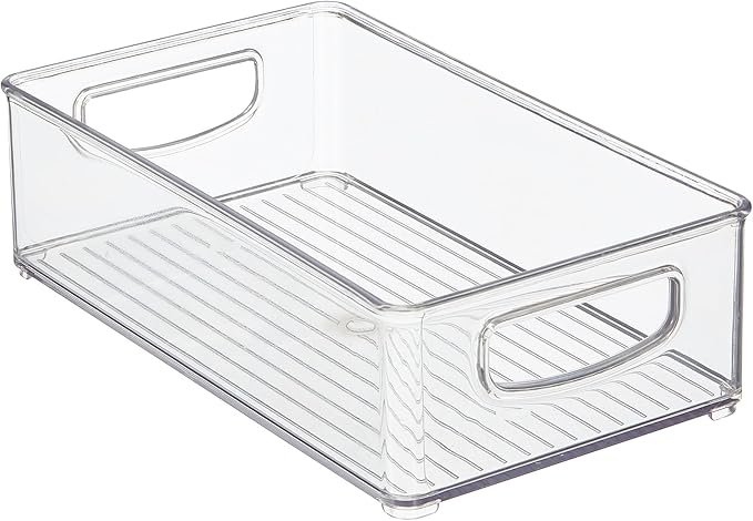 iDesign Stackable Pantry Bin with Handles for Kitchen Storage Set of 2, Clear, Made in USA