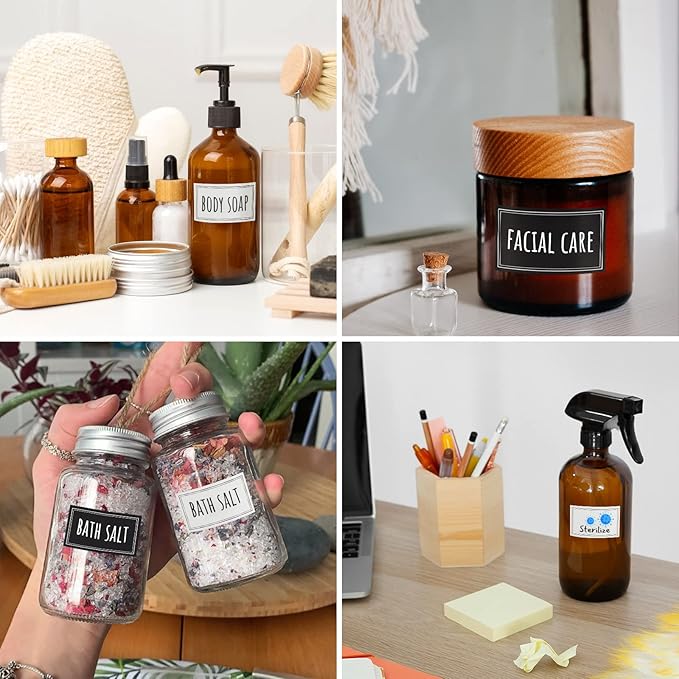 Segbeauty 84 Pack Self-Adhesive Waterproof Labels, Removable Soap Dispenser Bottles Stickers for Bathroom, Kitchen, Laundry & DIY Cleaning, Modern Farmhouse Home Decor