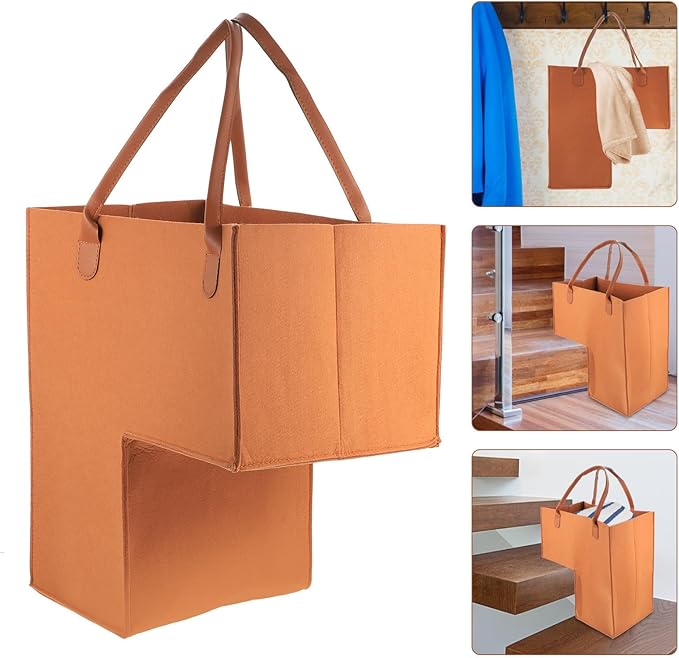 Folding Laundry Hamper Clothes Storage Basket Large Felt Storage Bin with Handles for Home Staircase Organization and Dirty Clothes Storage