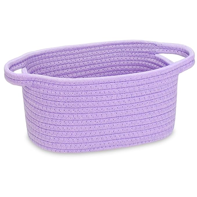 ABenkle Small Storage Basket, Mini Cute Cotton Rope Woven Shelf Basket, Boho Decorative Toy Storage Bin Gift Basket