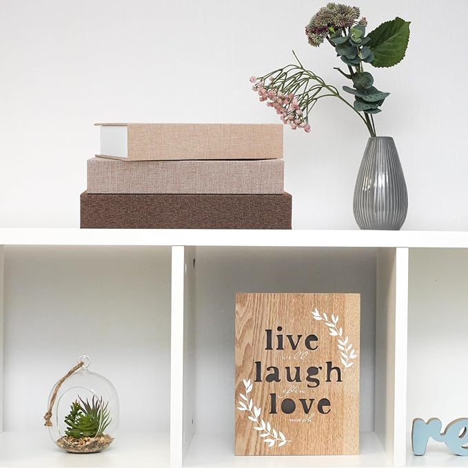 Tioncy 3 Pcs Fake Book Box Neutral Linen Book Box Decorative Faux Prop Storage for Farmhouse Home Decor shelf Table Card Photo DIY Keepsake Gift(Multi Sizes,Khaki, Dark Coffee, Light Coffee)
