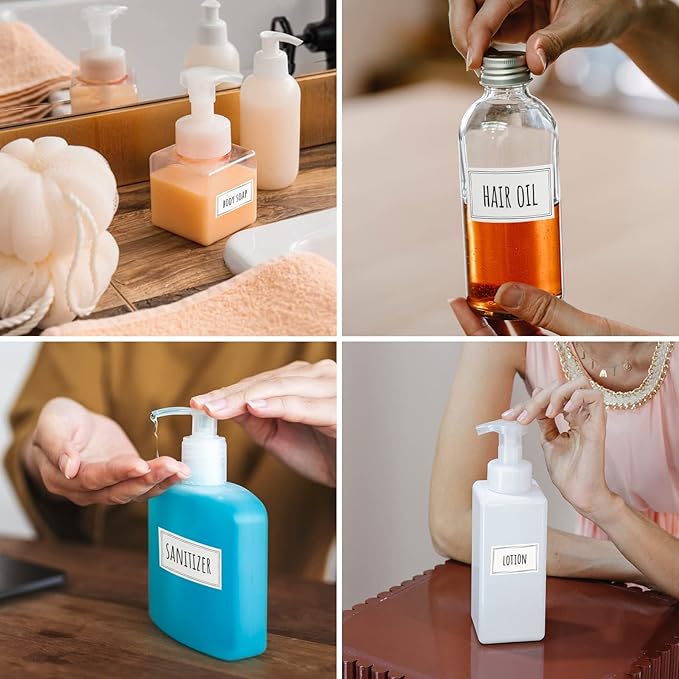 Segbeauty Bathroom Labels for Organizing, 36PCS Waterproof Laundry Labels Soap Dispenser Stickers, Self-Adhesive Removable Beauty Skincare Organization Label for Bathroom Kitchen Laundryroom Dresser