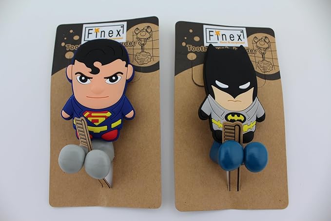 Bat Superhero 2 pcs Set Toothbrush Holders with Suction Cup for Wall in Bathroom at Home RV Camper Van