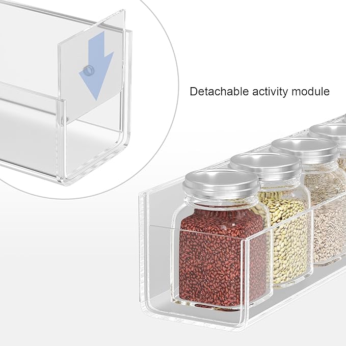 WUIVIUT Invisible Acrylic Wall Spice Rack Adhesive wall mounted rack organizer 11.8 inch spice shelf holder Drilling or self-adhesive organizer rack (Clear-4 Pack)