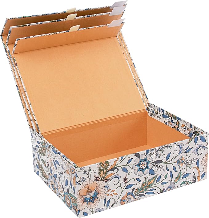 3-Piece Decorative Storage Boxes with Lids, Magnet and Ribbon, Plain White, Floral, Cardboard Paper Keepsake box Set, Photo Storage Box for Memory, Modern Stylish Home Decor