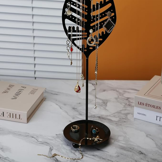 Half RoomJewelry Organizer Jewelry Stand Jewelry Holder, Necklace Organizer with Ring Tray, Sturdy Jewelry Hanger for Necklaceï¼Jewelry Tower Storage Rack Tree for Bracelets Earrings Rings