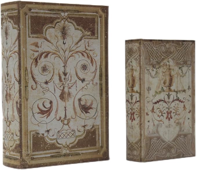 Decorative Book Boxes Set,Magnetic Lock Faux Wooden Storage Book Box Set of 2,Coffee Table Books Decor Retro Style Fabric Cover,Hidden Storage Secret Keepsake,Jewelry Trinket,Cash