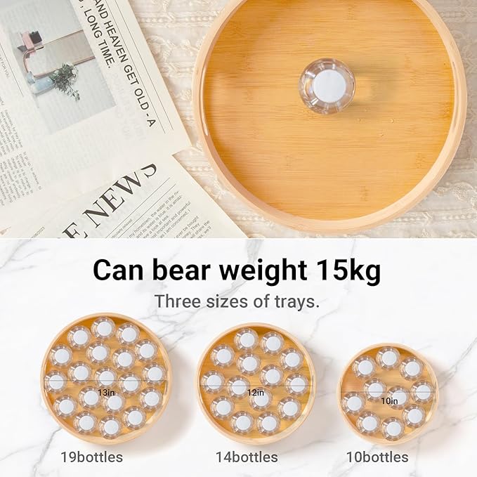 10in Bamboo Lazy Susan Turntable Organizer - Rotating Spinning Storage for Tabletop, Countertop, Cabinet, Pantry, Kitchen | Can Rack, Spice Rack, Jars & Canisters Holder