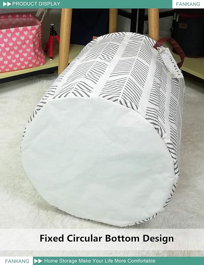 FANKANG Storage Basket, Nursery Hamper Canvas Laundry Basket Foldable with Waterproof PE Coating Large Storage Baskets for Kids Boys and Girls, Office, Bedroom, Clothes,Toysï¼Grey arrowheadï¼