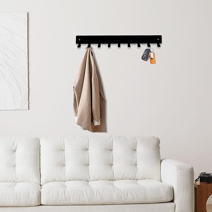 Key Holder Wall Mounted with 18 Hooks, Metal Key Organizer Rack, Black Key Hanger for Entryway, Kitchen, Living Room, Office, Doorway Decor (2 Pack, 14 Inches)