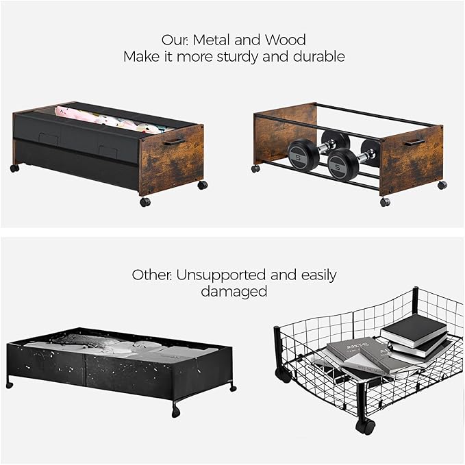 Under Bed Storage with Wheels XXL Size, Under Bed Storage Containers, UnderBed Drawers with Metal Frame, for Clothes Shoes Blanket, Patented Design
