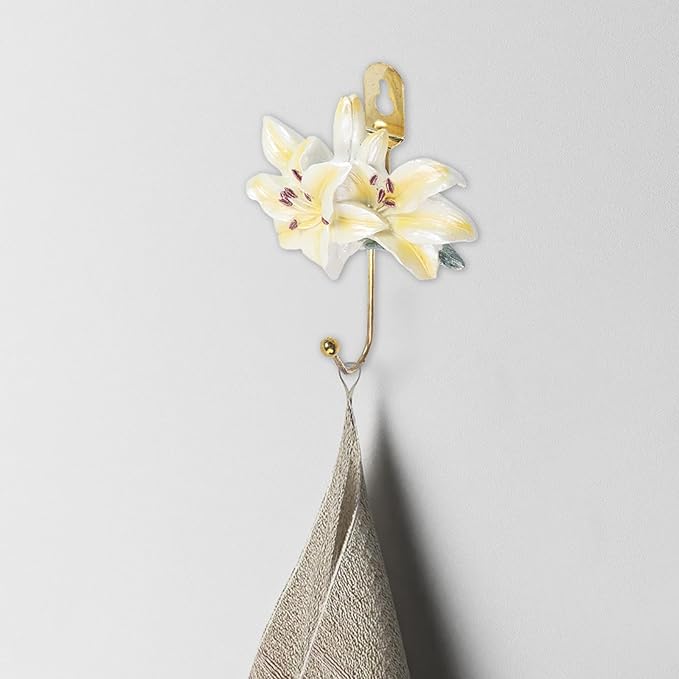 Oedema 3 Pcs Decorative Wall Hooks Resin Vintage Flower Key Hooks Wall Mount Coat Rack Hanger for Hanging Coats, Hats, Bags
