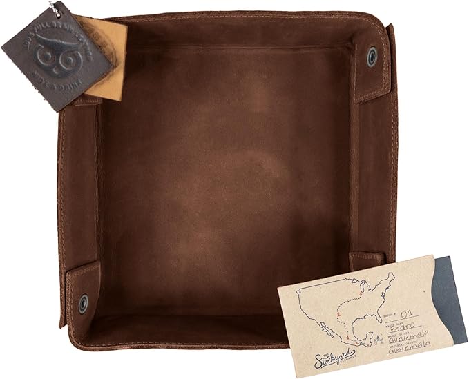 Hide & Drink, Leather Catchall Change Keys Coins Jewels Box Tray Big Storage, Handmade :: Swayze Suede