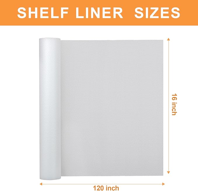 FLPMIX Clear Cabinet Drawer Liner: Translucence Waterproof Refrigerator Shelf Liner 16 x 120'' - Kitchen Bathroom Cupboard Mat for Pantry Shelves