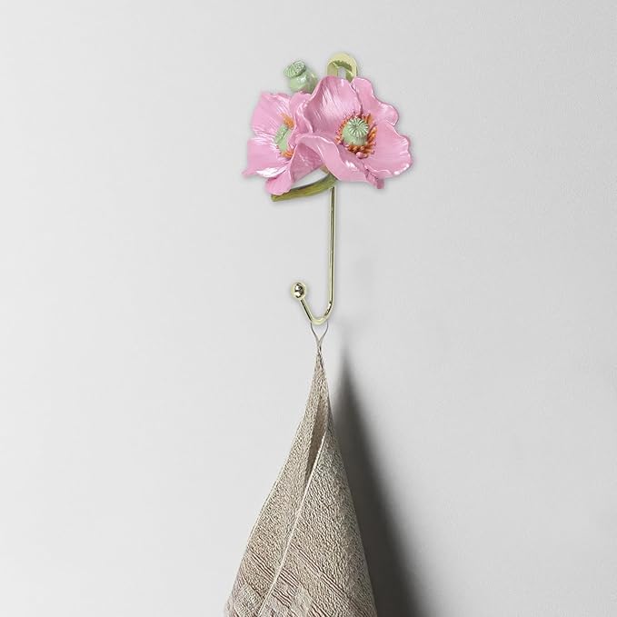 Oedema 3 Pcs Vintage Wall Hooks Flower Shaped Decorative Wall Mounted Art Flower Hook for Hanging Clothes Keys Hats Towels, Three Styles
