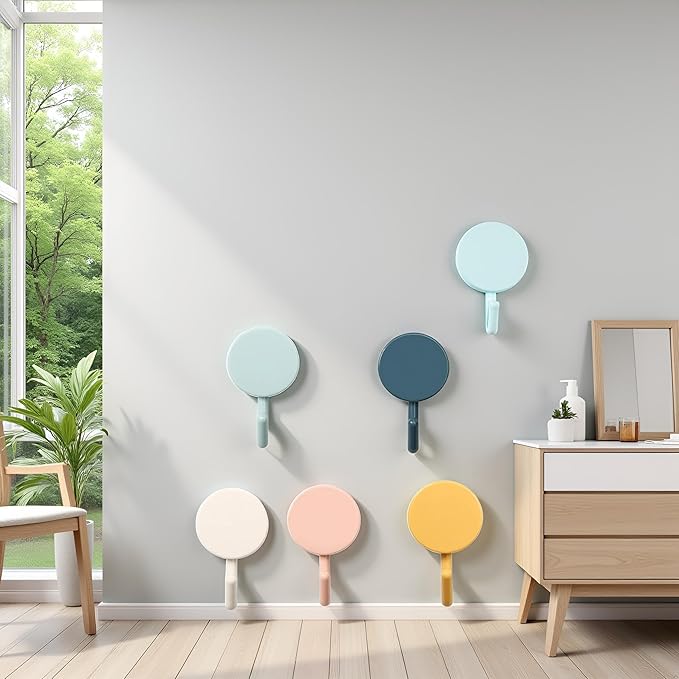 5Pcs Colorful Self Adhesive Hook, Cute Wall Hooks, Towel Hooks, Home Storage ,Stick On Plastic, Decorative Wall, Key Holder Kitchen, Bathroom, Office