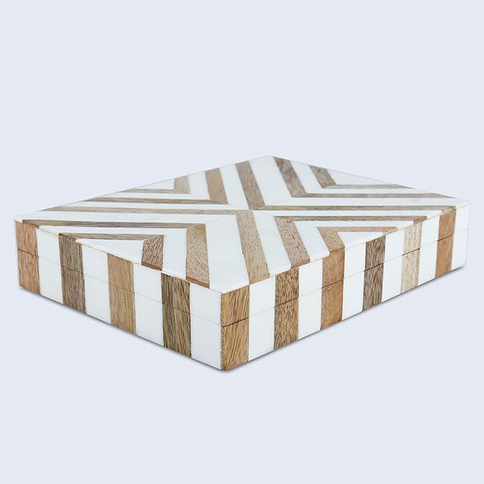 Handicrafts Home Decorative Keepsake Box 8x5 â Small Organizer Box with Lid, Boho Decorative Storage, Retro Memory Box, Unique Coffee Table Décor, Jewelry or Trinket Box, Modern Shelf Decorative Box