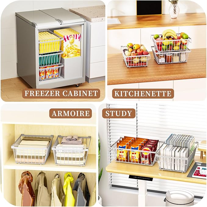 Freezer Organizer Bins ,Enhanced Leak-Proof Bottom,6 Pack Stackable Deep Freezer Organizer Bins for 5 Cu.FT Small Chest Freezer,organization and storage,pantry organizers(for 5 Cu.Ft