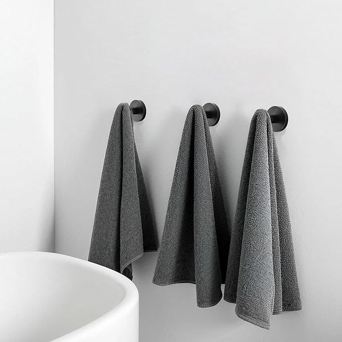 TUNNY 5 Pack Round Towel Hooks-Oil-Rubbed Bronze Modern Coat Hooks Shower Towel Hooks for Bathroom Kitchen Home Storage