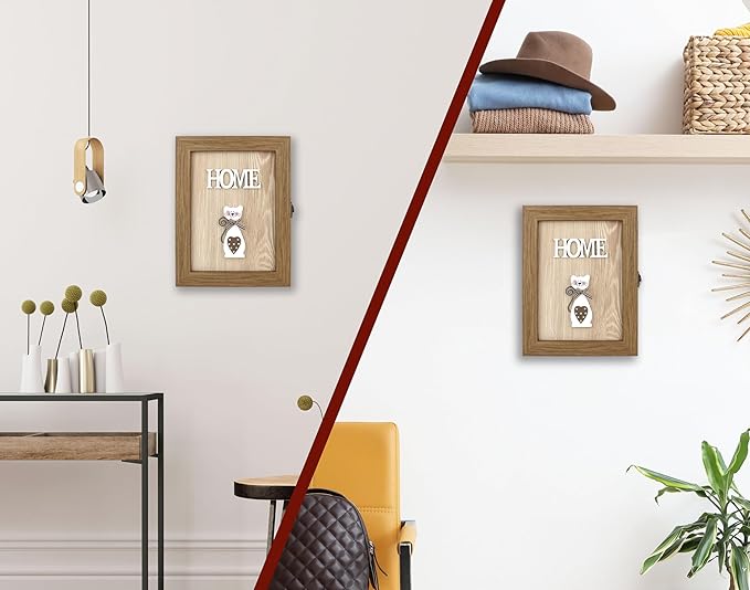 VELISTA Wooden Key Box Wall Mount – Cute and Rustic Decorative Key Cabinet – Premium Cabinet Key Holder with 6-Hooks – Small Key Holder Box - Farmhouse Wall Décor – Vintage Key Rack Cabinet (Walnut)