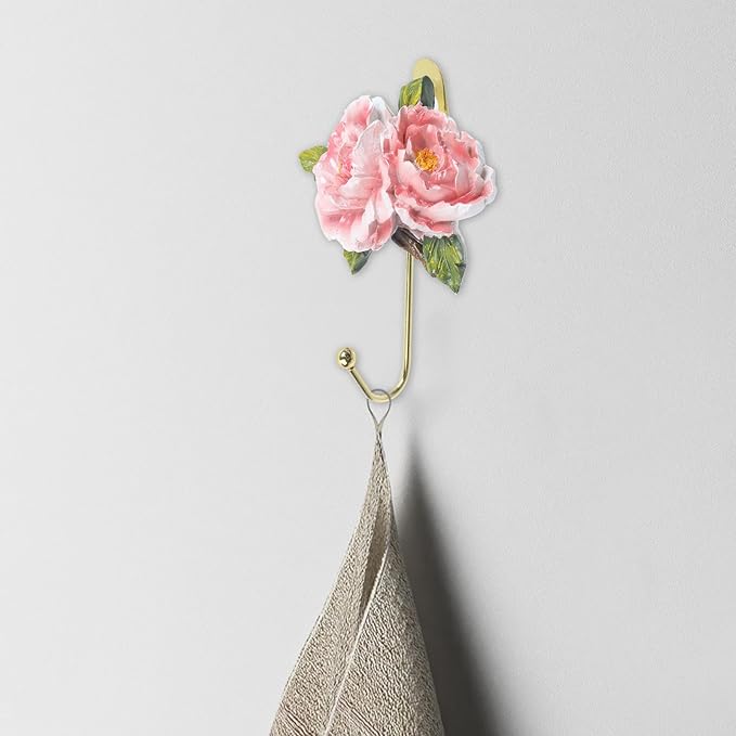 Oedema 3 Pcs Flower Shaped Decorative Wall Hooks Resin Vintage Decor Hanger Wall Mounted Hooks for Towel Hat Clothes