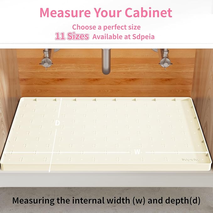 Sdpeia Under Sink Mat 22"×22" Waterproof Silicone Cabinet Liner & Sink Protector for Kitchen & Bathroom, Multi-Purpose Organizers Tray for Pets, Laundry, Cat Litter Mat