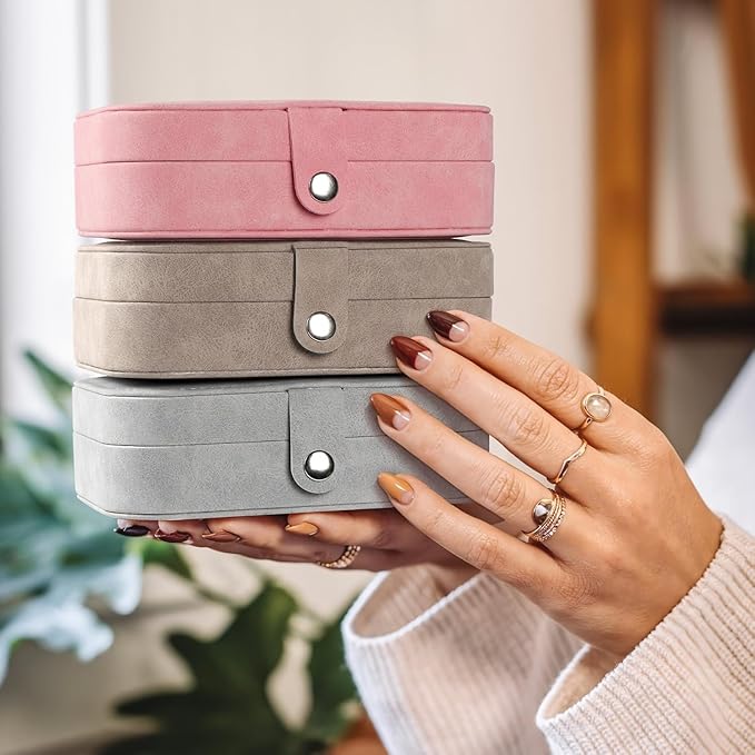 Travel Jewelry Box,Small Jewelry Organizer Boxes for Women Girls, Travel Jewelry Case Portable Jewelry Storage for Earrings,Ring,Necklaces,Bracelets - Red