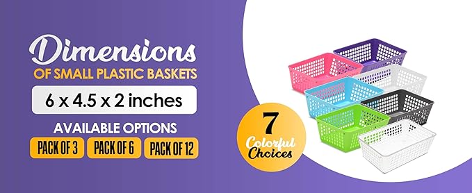 YBM HOME 12-Pack Plastic Storage Baskets Bins for Home Junk Drawer, Shelves, and Office Organization, Functional Trays/Containers Great for Kitchen Pantry, Cabinets, Bedrooms, and Bathrooms, Clear