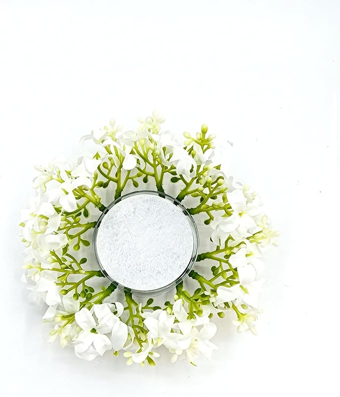 Mini Flower Ring Plate Jewelry Storage Tray Ring Holder for Dressing Table, Bedside Table, Room Bathroom Decoration, Cute Valentine's Day Christmas Birthday Gift for Women (white flower)